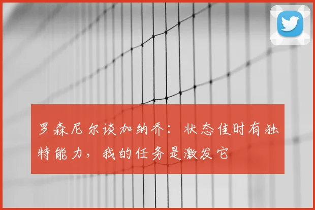 罗森尼尔谈加纳乔：状态佳时有独特能力，我的任务是激发它